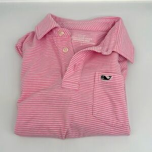 Kids Vineyard Vines “Edgartown Polo” Shirt- pink/white strip - size 7